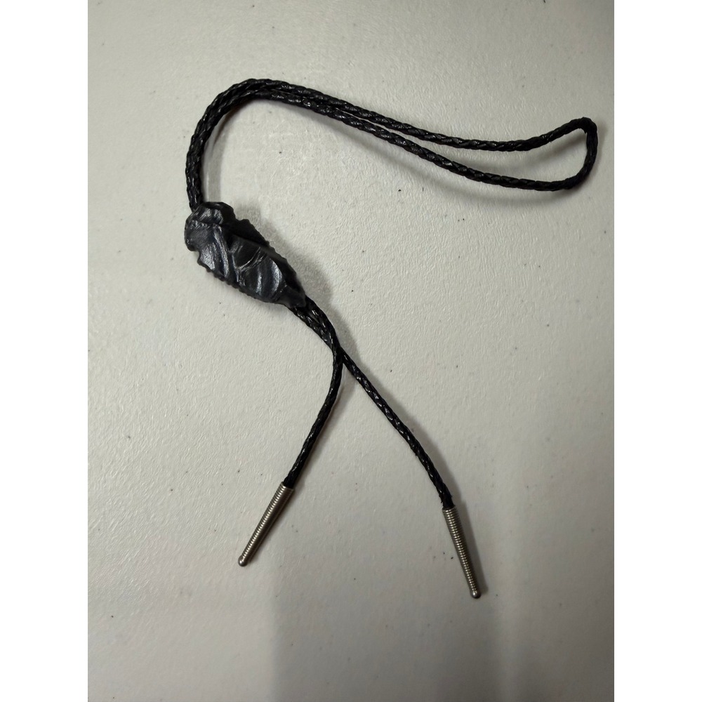Vintage Hickok USA Black Arrowhead Bolo Tie Western Southwestern Mens Accessory